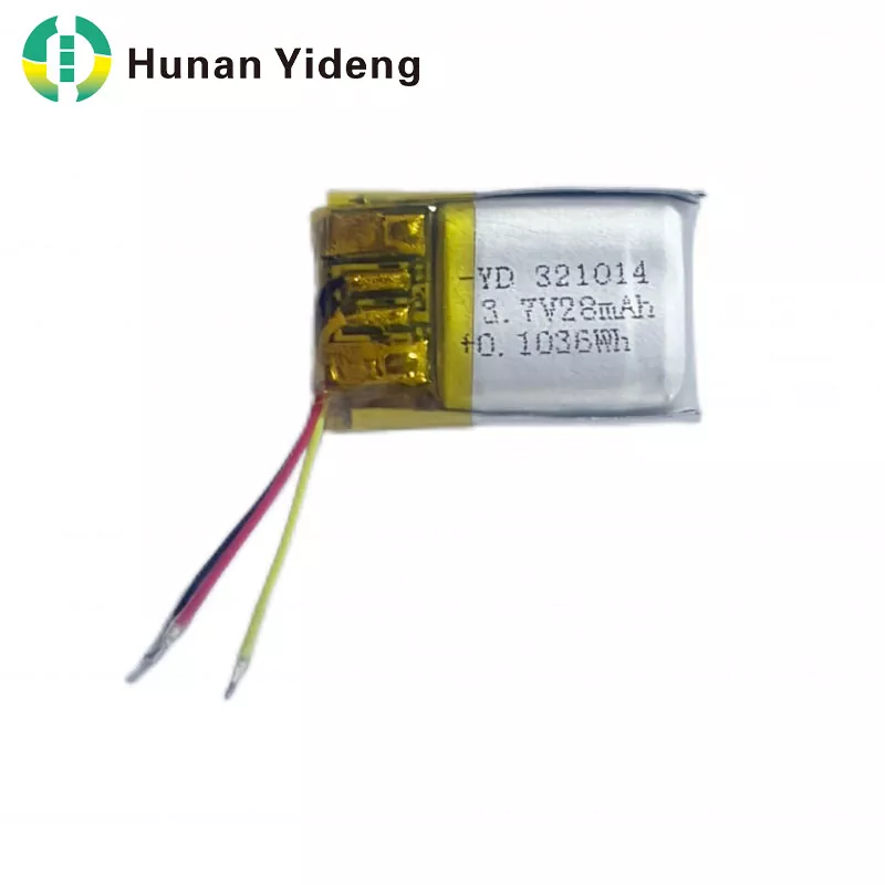 321014 28mah 3.7V रिचार्जेबल छोटी प्रिझमॅटिक बॅटरी